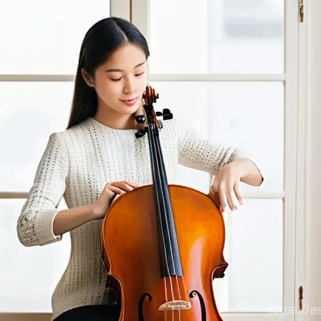 첼로 연습 계획 세우기 - **Prompt: Dedicated Cellist in a Structured Practice Room**
    An image depicting a young female ce...