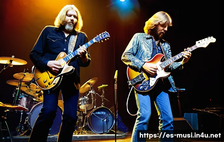 기타 앨범 추천 - **Prompt for Blues Rock Legends:**
    "A vibrant, dynamic illustration depicting two legendary blue...